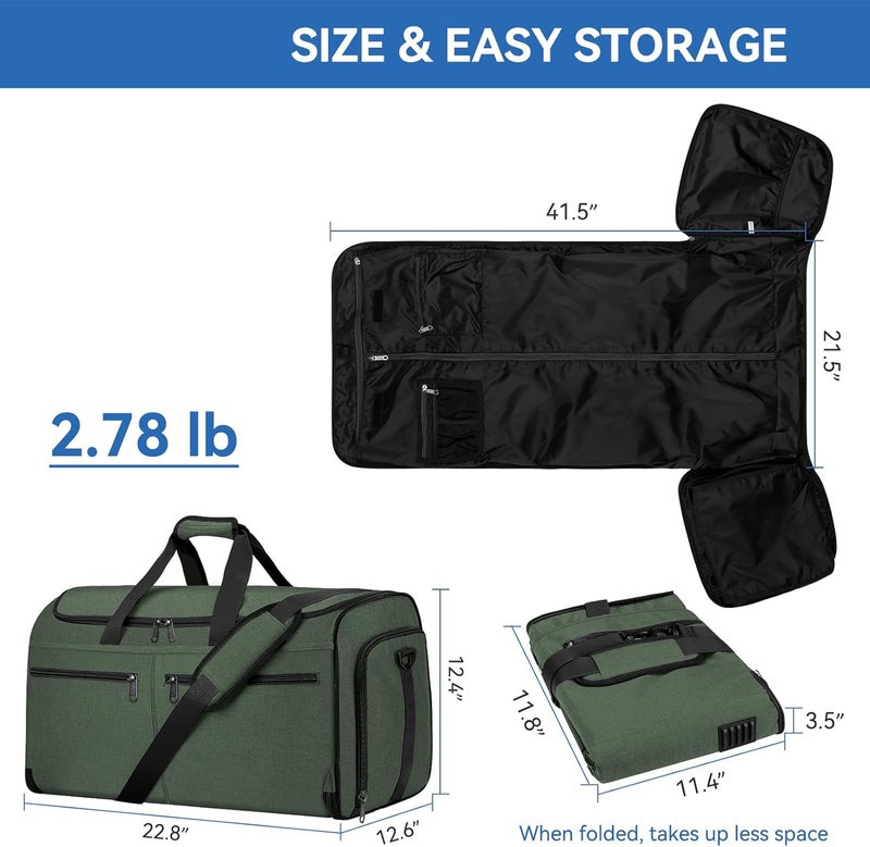 Bukere Garment Bags for Travel, Large Convertible Garment Duffel Bag for Men Women, Shoe Compartment, 2 in 1 Hanging Dress Suitcase Suit Travel Bags - Image 2